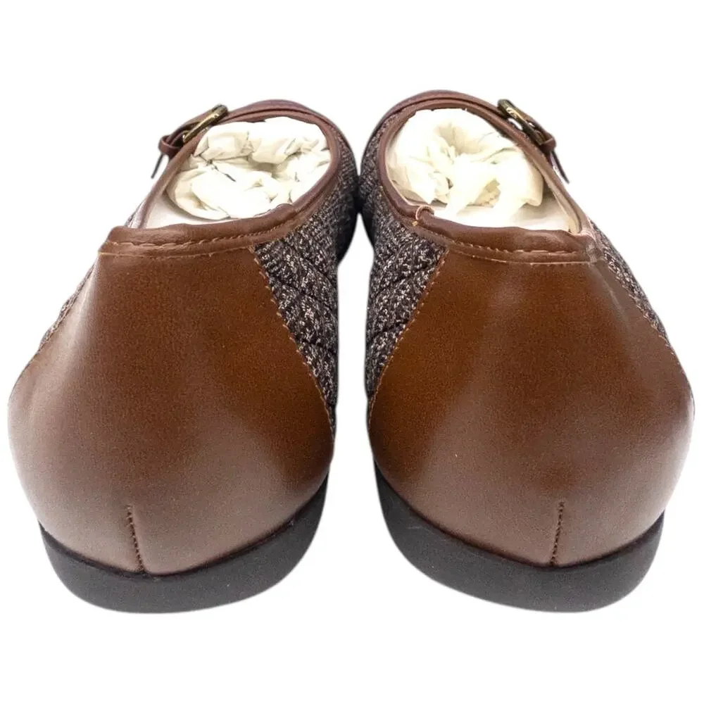 White Mountain Cadence Buckle Ballet Flats Women's size 9.5 Brown